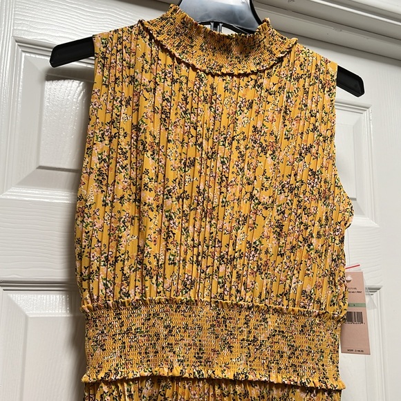 NANETTE LEPORE WOMEN DRESS SIZE 8 FLORAL COLOR SLEEVELESS pleated broque rose - Picture 2 of 7